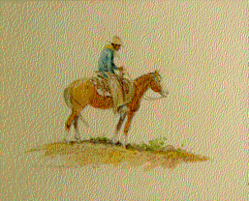 Untitled (Man on horse, facing right)