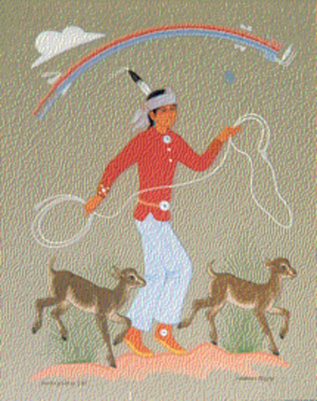 Young shepherd and pet goats