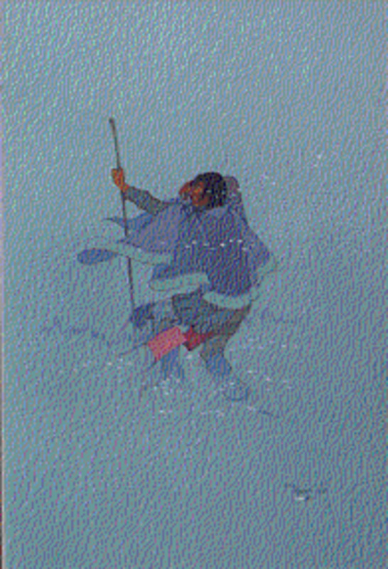 Untitled (Man with staff in snow storm)
