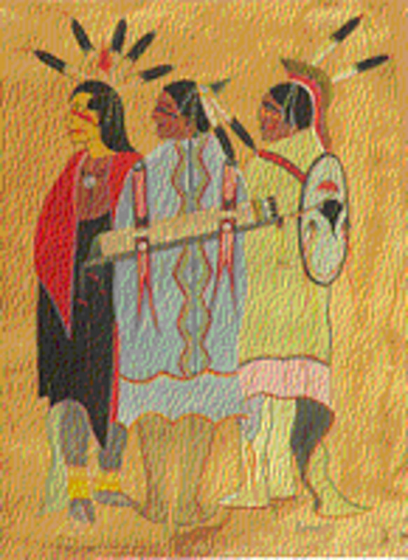 Untitled (Three blanket-wrapped Native American men)