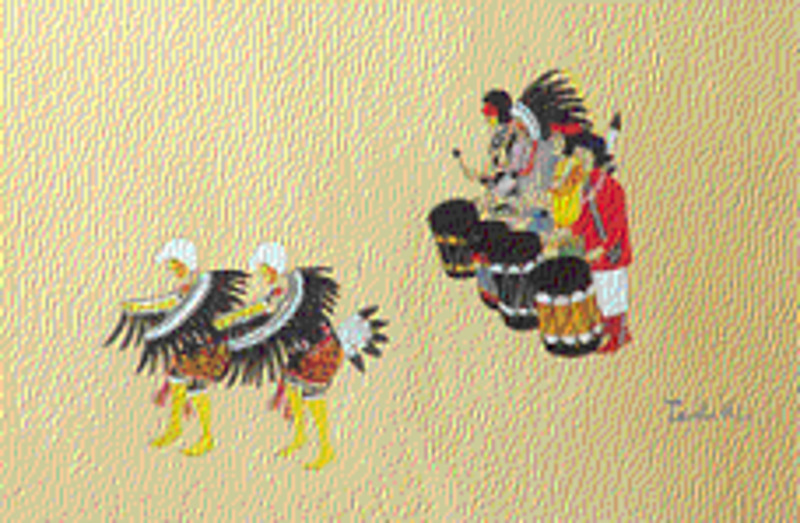 Untitled (Two dancers in eagle costumes)