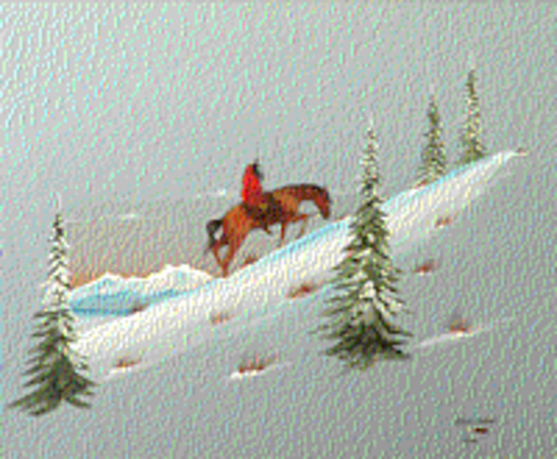 Untitled (Man on horse in snow)