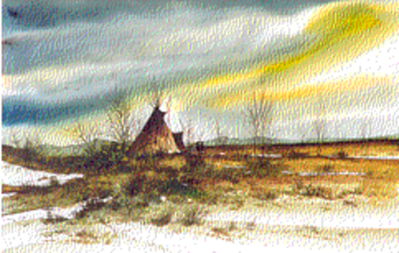Teepee in sunset