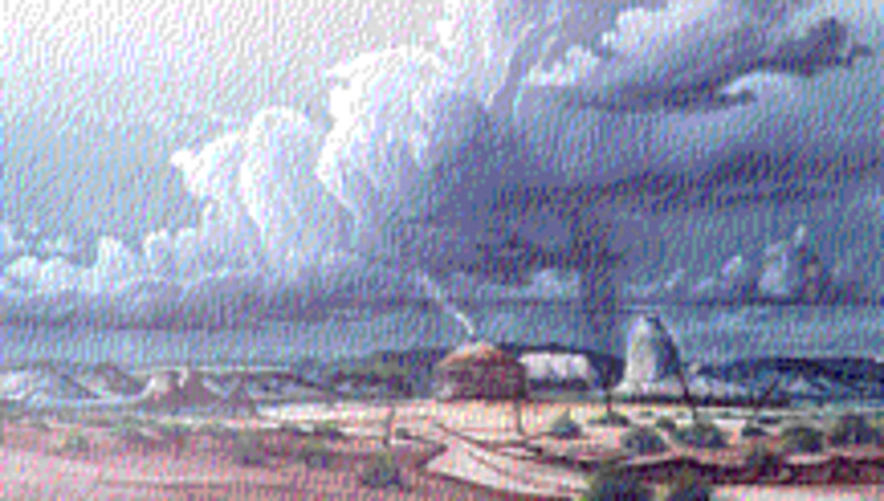 Untitled (Navajo reservation scene with hogan)