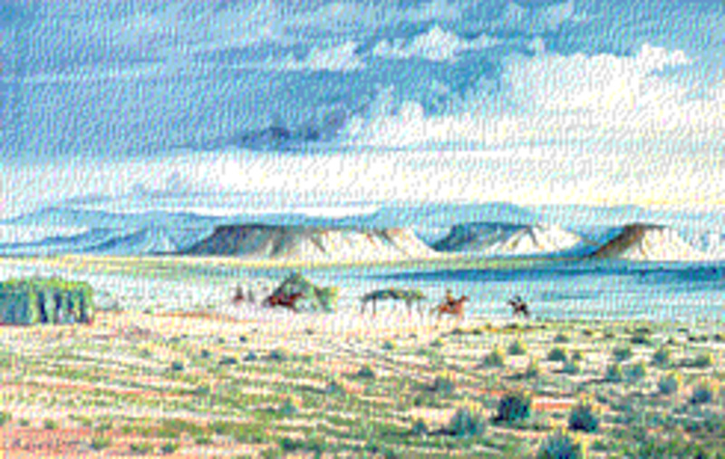 Untitled (Navajo reservation scene with riders)