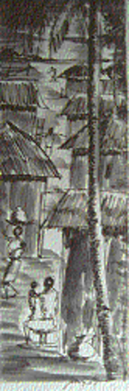 Untitled (African coastal village scene, daily life)