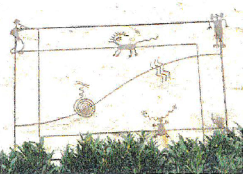 Untitled (Welded steel screen with petroglyph figures)